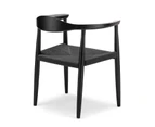 Koen Set of 2 Woven Cord Dining Chair in  Black Solid Ashwood