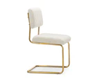 Myah Set of 2 Cantilever Dining Chairs in  Cream Bouclé & Brushed Gold