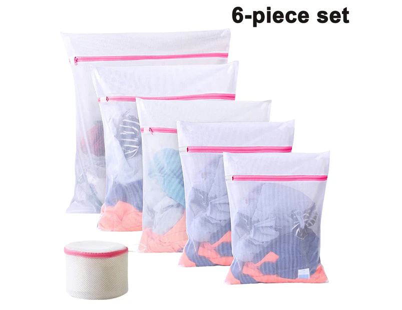 6 Pcs Mesh Laundry Bags For Delicate Travel Storage Organizer Pack, Garment Washing Bag For Clothes, Bra, Underwear, Socks, Lingerie