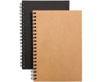 Notebook,Notebook - dark gray + cowhide 210*140mm total of 2Notebook Journal 2-Pack, Blank Sketch Book Pad, 100 Pages/50 Sheets