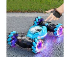 Remote Hand Control Watch Gesture Sensor Twist Car Toy USB Charging Car Toy - Blue