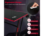 Giantex Z-Shaped Gaming Desk Ergonomic Computer Desk Carbon Fiber Desktop Home Office Computer Workstation, Red