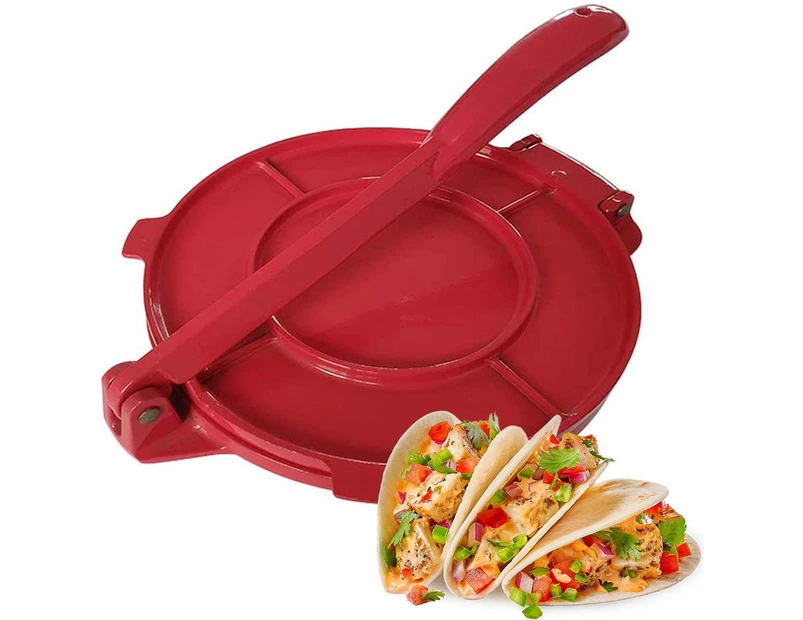 Mbg 8Inch Portable Aluminum Non-stick Tortilla Pie Maker Press Pan Kitchen Tool-Red - Red
