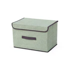 Biwiti Foldable Collapsible Storage Cubes Bin Closet Organizer Basket Storage Box with Dustproof Lid-Green/M