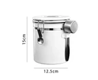 1500ml Coffee Canister for ground coffee，304 Stainless Steel Kitchen Food Airtight storage container for Coffee Beans or Grounds, Tea, Sugar