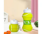550ml Water Bottle Folding Large Capacity Wide Caliber Tennis Ball Shape Kids Silicone Sport Bottle for Camping  - A
