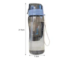 580ml Straw Bottle Leak-proof Large Capacity Portable Ensure You Drink Enough Water Drink Jug for Gym  - Navy Blue