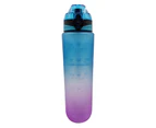 1L Water Bottle Clear Scale Wide Mouth Tritan Time Marker Drink Jug for Outdoor - Blue Purple