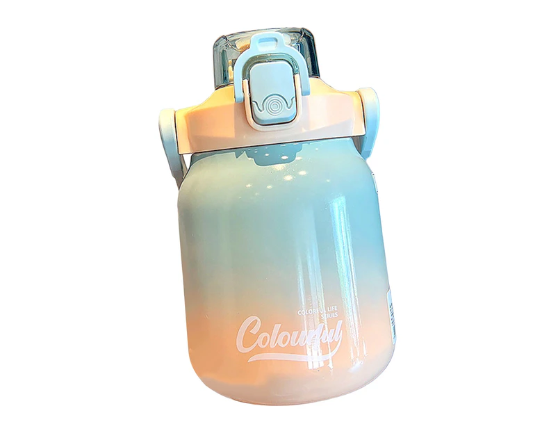 620ml Vacuum Cup Gradient Color Large Capacity Double-drink Stainless Steel Big Belly Bottle Insulated Mug for School - Light Blue