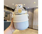 700ML Insulated Cup with Straw Portable Stainless Steel Winter Kids Outdoor Cute Big Belly Water Bottle for Office - White