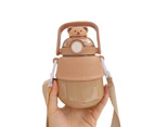 700ML Insulated Cup with Straw Portable Stainless Steel Winter Kids Outdoor Cute Big Belly Water Bottle for Office - Brown