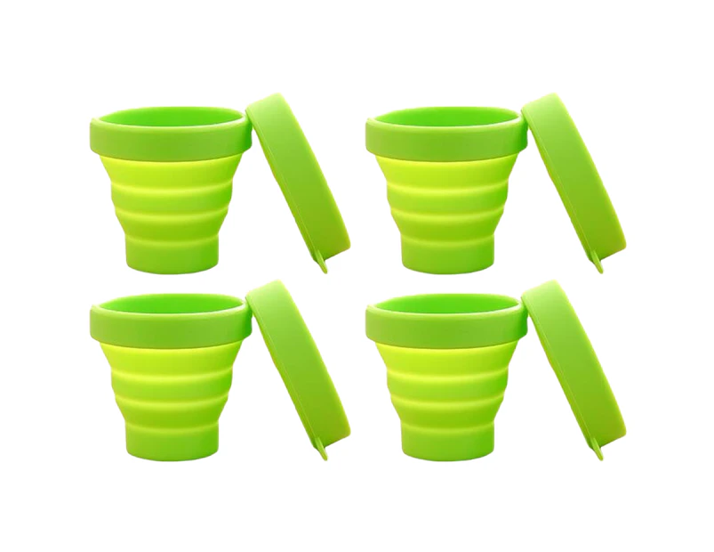 Collapsible Cup Compact Silicone, Reusable Food Grade Folding Mug with Lids, Expandable Retractable Drinking Set, Portable, Pocket Size for Outdoor Camping