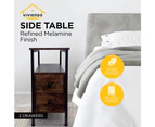 Viviendo 2 drawer Side Table Bedside table with Industrial Style Steel and Wood