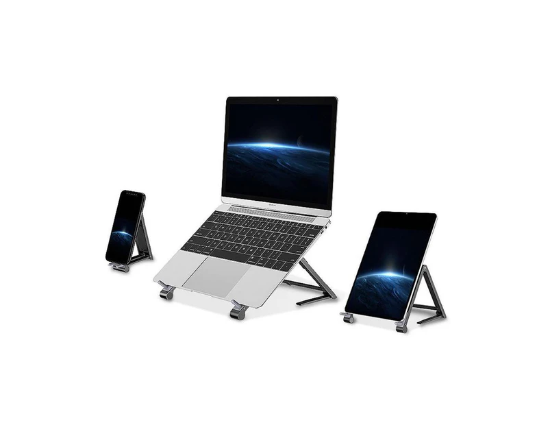 Adjustable Laptop Stand, Foldable Metal Phone Laptop Holder Portable Notebook Laptop Riser for Desk, 10-17 inch MacBook Dell HP Lenovo iPad iPhone Samsung