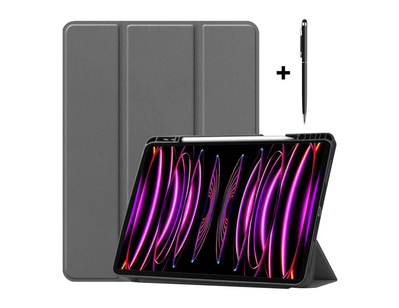 iPad Pro 12.9 Inch Case 2022 2021 2020 2018 (6th 5th 4th 3th Gen) with Pencil Holder, Support 2nd Pencil Charging, Slim Tablet Stand Cover with Stylus Pen