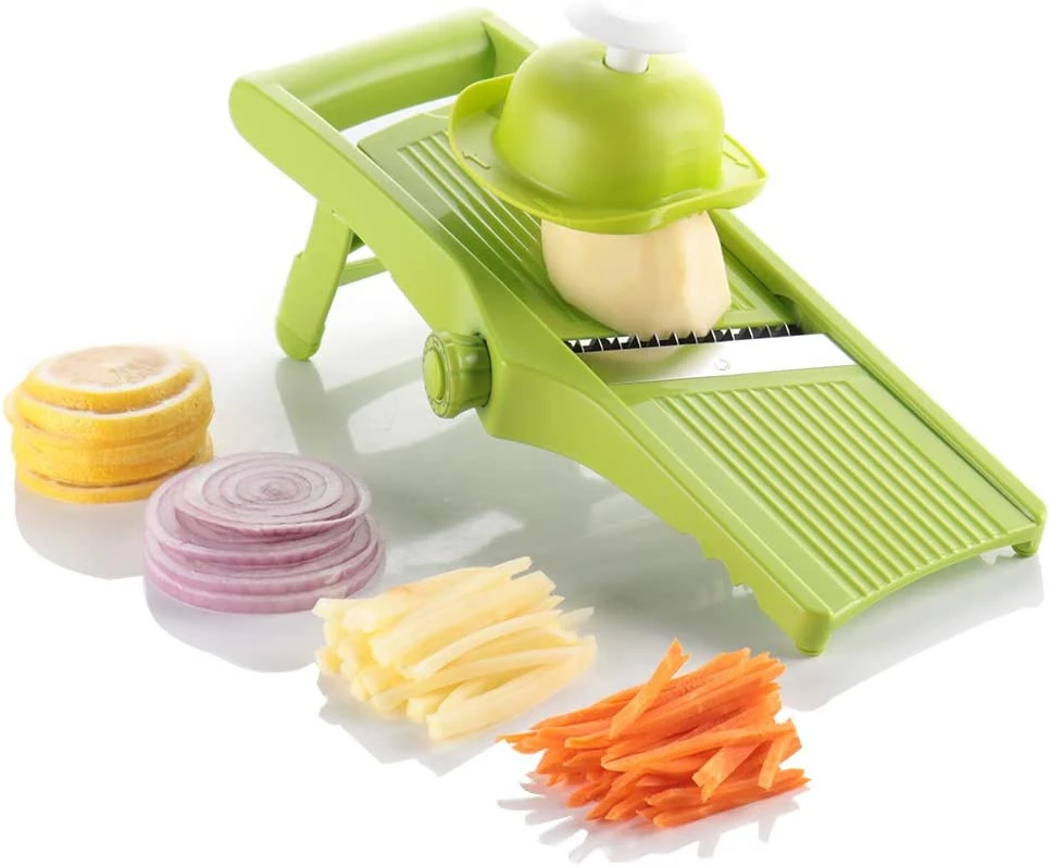 Vegetable Mandoline Potato Slicer , Fry Cutter for Onion Rings, Chips and French Fries,Green