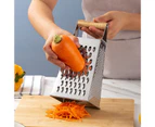 Mbg Vegetables Slicer 4 Sided Blades Vertical Wooden Handle Sharp Steel Vegetables Cutter Kitchen Tools Manual Cheese Slicer Household Supplies-Silver - Silver