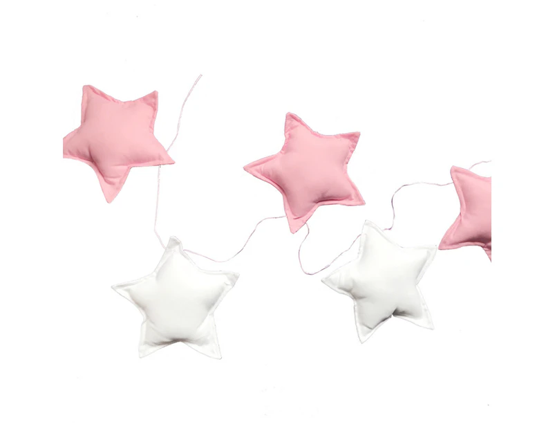Nordic 5Pcs Cute Stars Hanging Ornaments Banner Bunting Party Kid Bed Room Decor-Grey + White