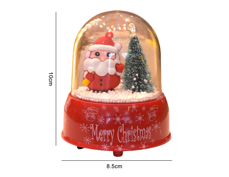 Christmas Snow Globe Cute Santa Claus Snowmans Tree Faux Crystal Ball Decorative Plastic Craft Colorful LED Light-Up Musical Box Ornament-Snowman