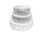 Oraway Vintage Cake Stand Hollowed Carving Decor Metal Exquisite Cupcake Serving Round Plate Holder for Kitchen - S White