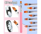 8Pcs/Set Nail Art Pen Brush Painting Line Flower Drawing UV Gel Manicure Tool - Black