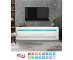 Oikiture TV Cabinet Entertainment Unit Stand RGB LED Gloss Furniture White 180CM