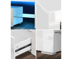 Oikiture TV Cabinet Entertainment Unit Stand LED RGB Gloss Furniture White 180CM