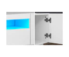 Oikiture TV Cabinet Entertainment Unit Stand Gloss RGB LED Furniture White 180CM