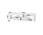 Oikiture TV Cabinet Entertainment Unit Stand LED RGB Gloss Furniture White 180CM