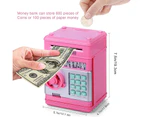 Electronic Piggy Banks, Auto Scroll Paper Money Saving Box ATM Password Coin Bank,Perfect Toy Gifts for Boys Girls (Pink)