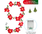 light post,Red flower light string style two 3 meters 20 lights flashing battery box9.8Ft Lighted Poinsettia Christmas Garland