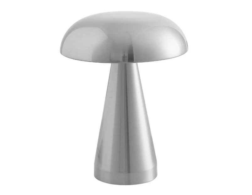 Knbhu Desk Lamp Touch Dimming Rechargeable Not Dazzling Desktop Decoration USB Charging LED Mushroom Lamp Small Night Light Bedside Decor for Bar-Silver