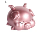 Sleeping Pig Piggy Bank Children Money Saving Deposit Box Desktop Ornament Gift-Pink-L