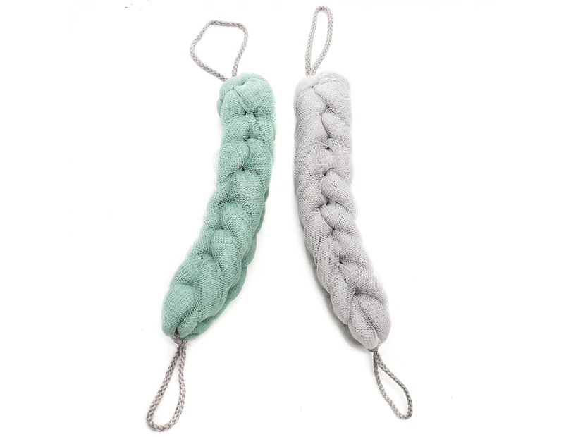 2 Pcs Exfoliating Bath Sponge Shower Pouf Loofah Back Scrubber Mesh Strap Skin Washer with Rope Handles