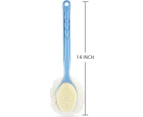 Shower Body Brush with Bristles and Loofah,Back Scrubber Bath Mesh Sponge with Curved Long Handle for Skin Exfoliating Bath, Massage Bristles Suitable for