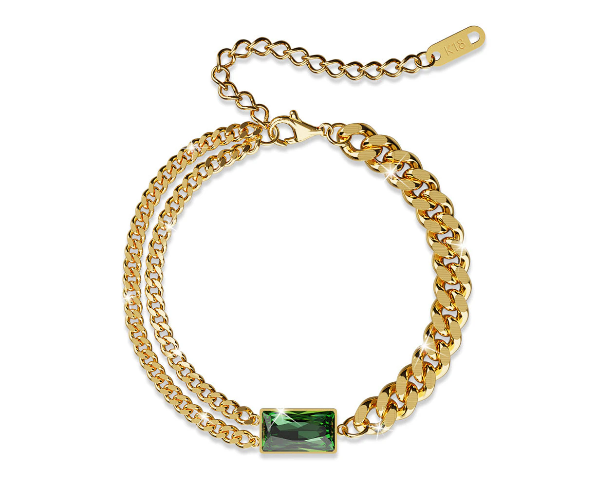 Emerald Zirconia Multiple Chain Bracelet