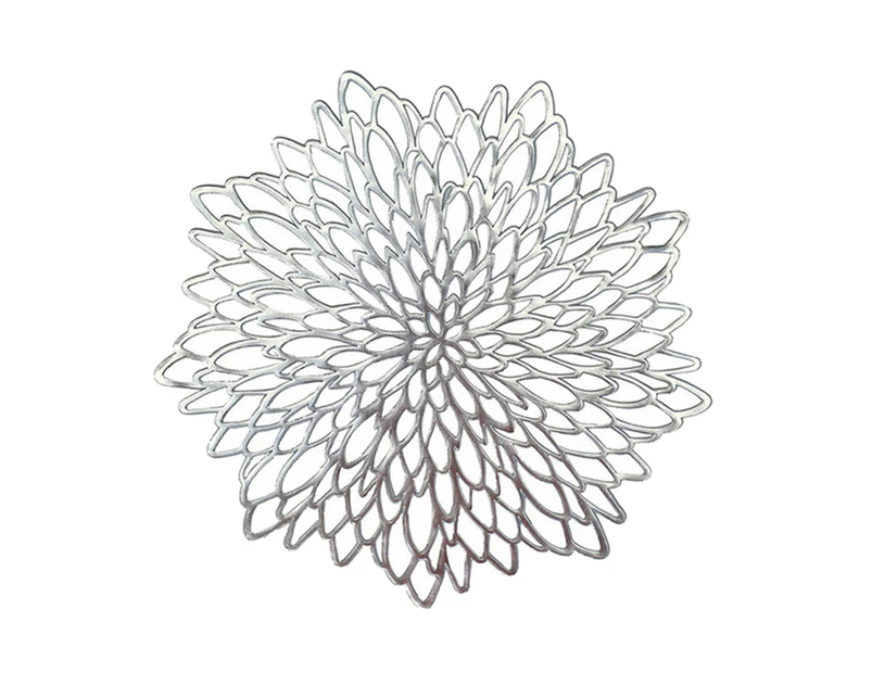 38cm Round Hollow Flower Coaster Table Bowl Dish Pad Mat Placemat Party Decor Silver