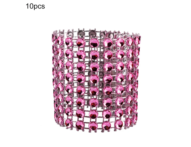 10Pcs Rhinestone Napkin Ring Serviette Holder Wedding Holiday Party Table Decor Light Purple