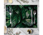 Green Plant Linen Placemat Dining Table Heat Insulation Mat Home Kitchen Decor 9#