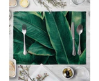 Green Plant Linen Placemat Dining Table Heat Insulation Mat Home Kitchen Decor 8#