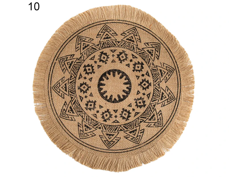 Bowl Coasters Bohemian Foldable Heat Insulation Flax Washable Bowl Cup Mat for Home 10