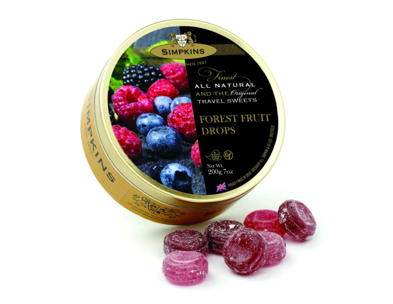 Simpkins Forest Fruit Drops 200g Tin Sweets Candy Lollies