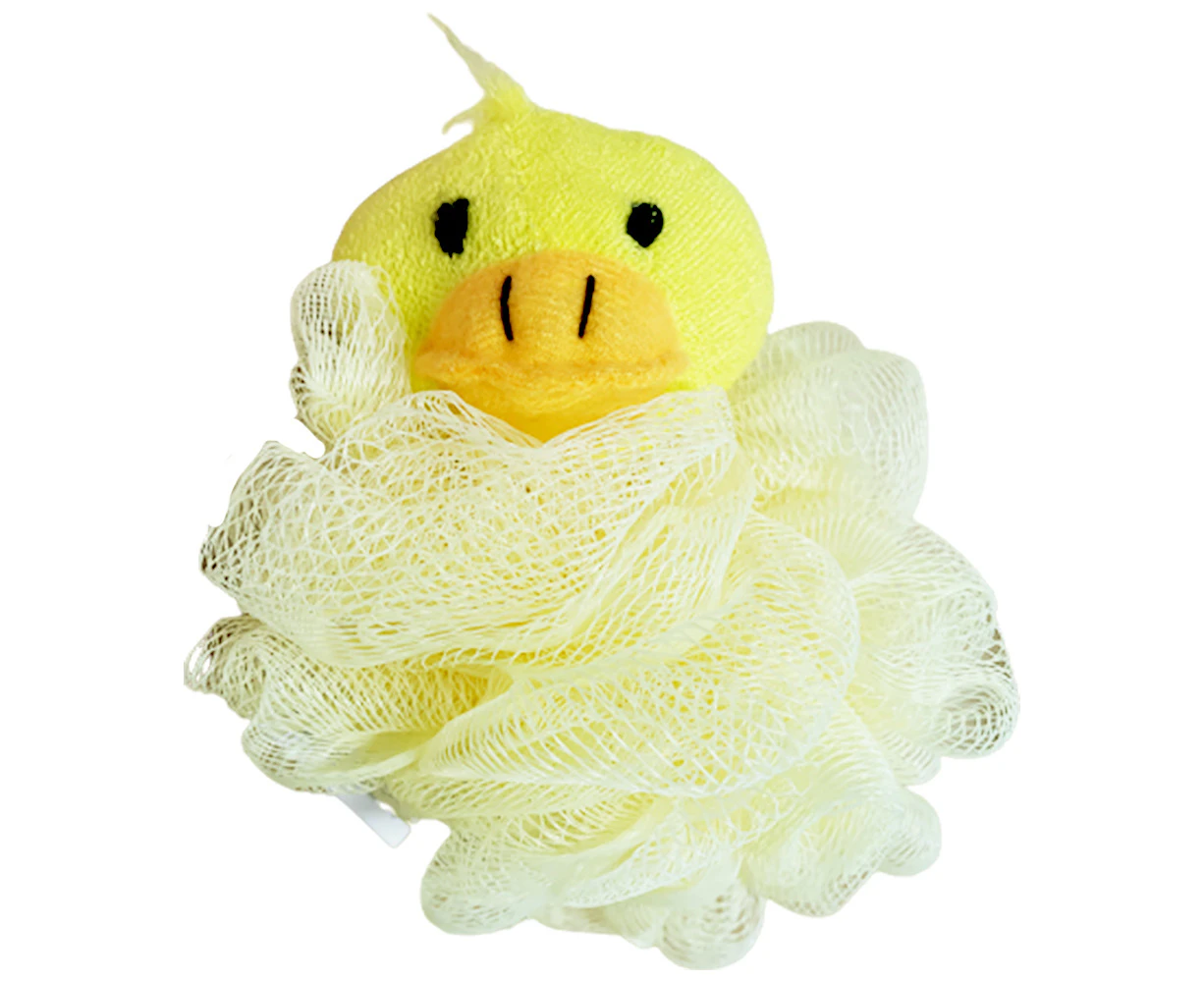 Yellow Chick Kids Bath Sponge Scrub Stuffed Animal Shower Loofah Toy Exfoliate - Yellow