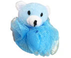 Blue Bear Kids Bath Sponge Scrub Stuffed Animal Shower Loofah Toy Exfoliate - Blue