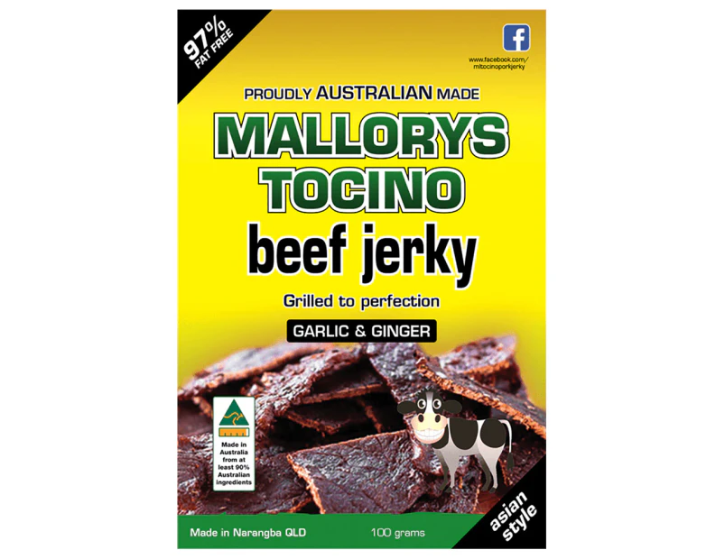 Mallorys Tocino Garlic Ginger Beef Jerky 100g (for Human Consumption)