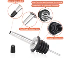 Set of 12 classic stainless steel nozzles with a conical nozzle - alcohol pourers with rubber caps.