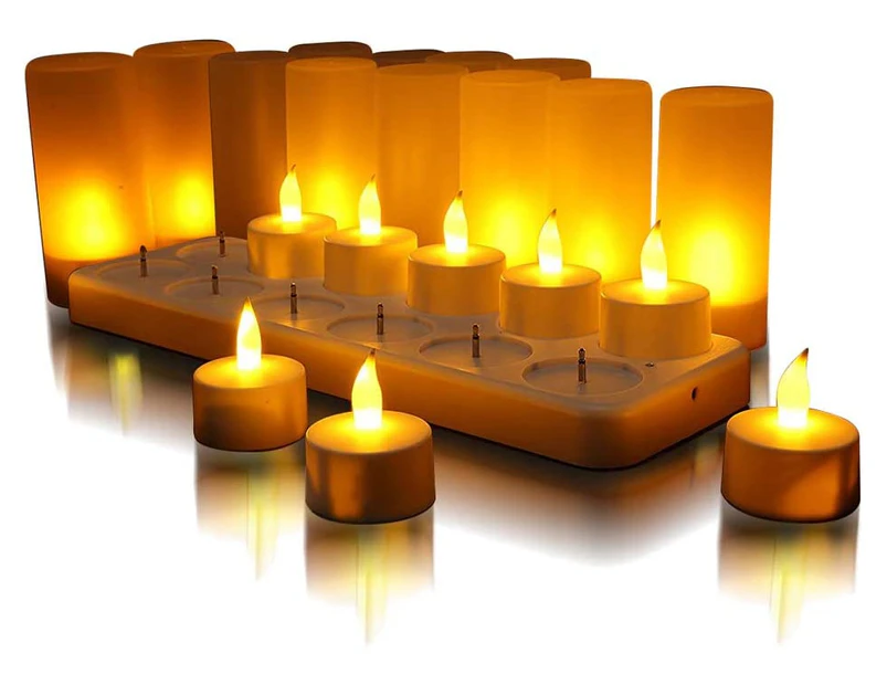 12 Pack Rechargeable Led Candles Flickering Flameless Led Electric Candle With Charging Stand