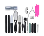 Professional Pedicure Kit Foot Files Set Tools Double Sided Files Exfoliating Washable 17 in 1
