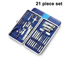 21 Pcs Nail Clippers Pedicure Kit Stainless Steel Professional Manicure Kit for Men/Women Nail Care Tools Personal Home Travel Care Kits with Leather Case