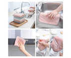 Coral Fleece Hand Towel Hanging Loop Bathroom Kitchen Cleaning Tool Dish Cloth-Pink